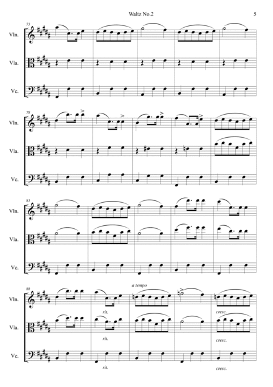 Waltz No.10 in B Minor Op.69, No.2 String Trio scores gallery preview page 5