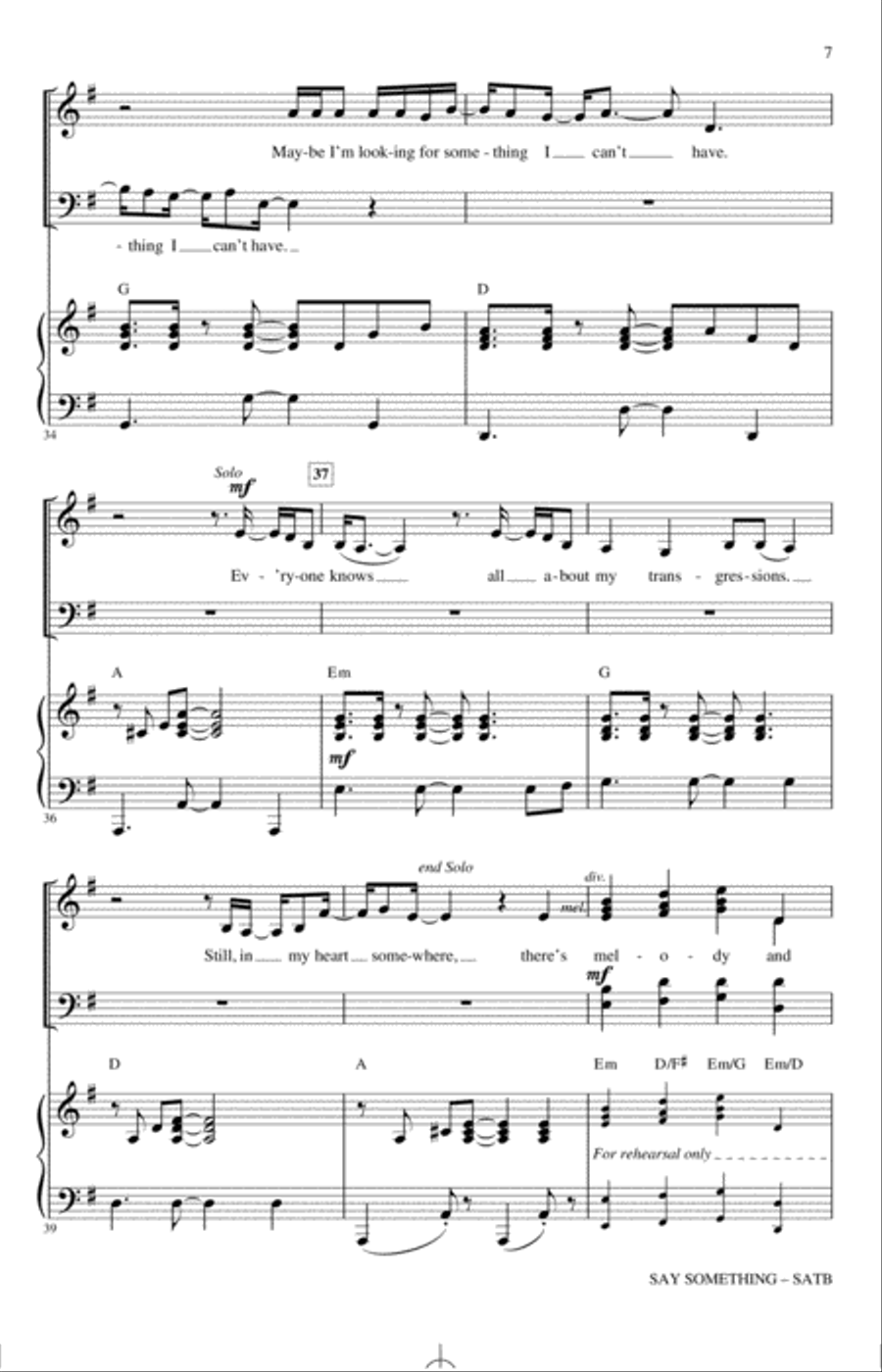 Say Something (feat. Chris Stapleton) (arr. Mac Huff) 4-Part scores gallery preview page 6
