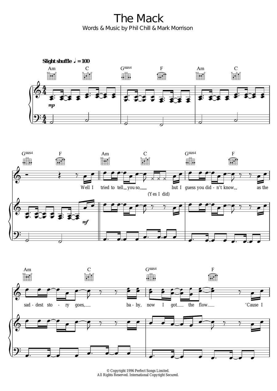 The Mack (featuring Mark Morrison and Fetty Wap) Piano, Vocal scores gallery preview page 1