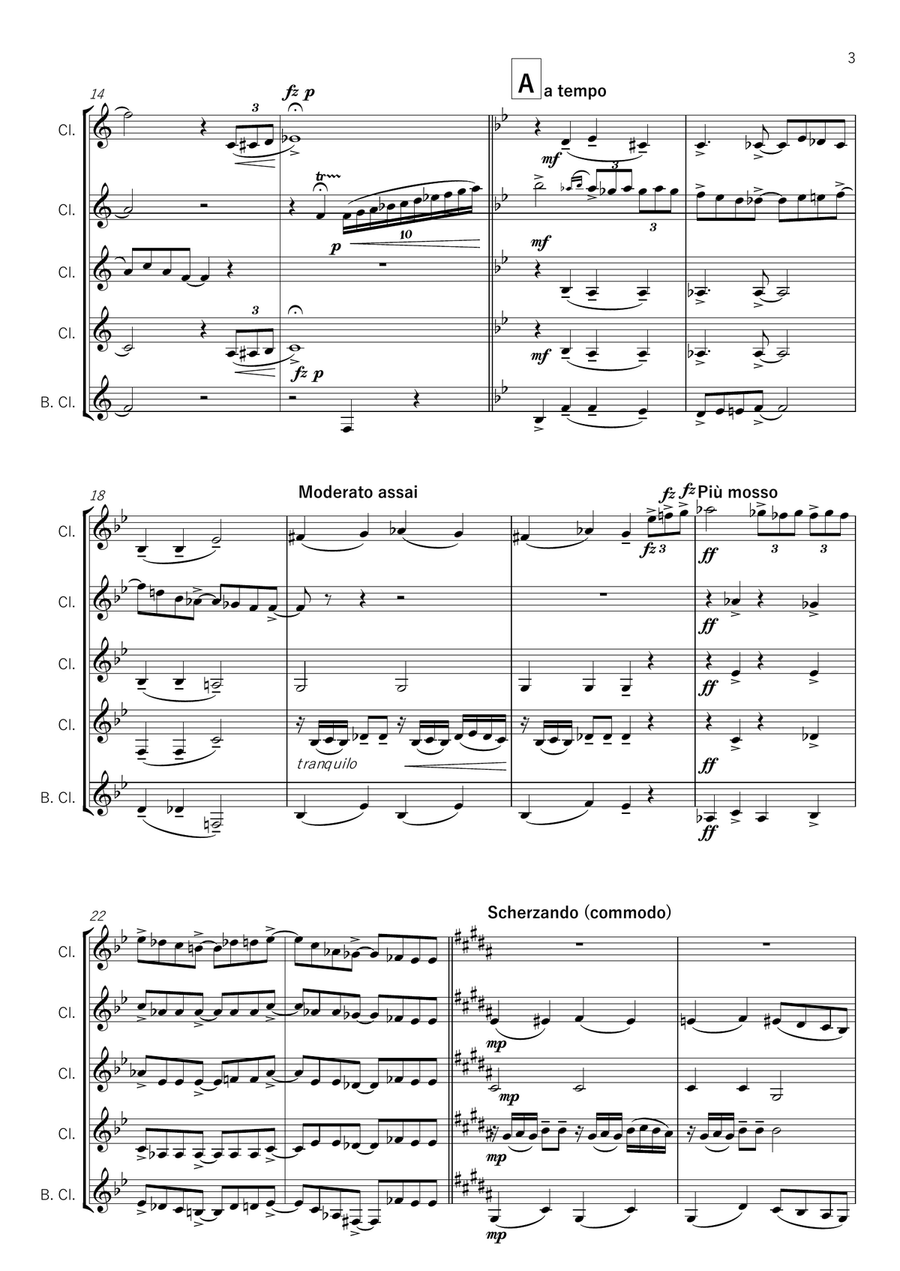 Rhapsody in Blue - Gershwin, for Clarinet Quintet Clarinet Quintet scores gallery preview page 3
