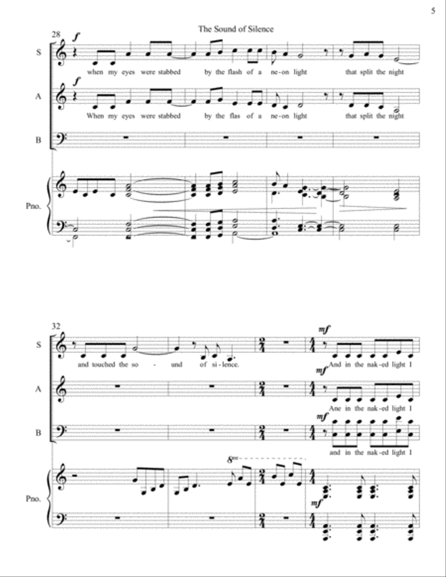 The Sound Of Silence The Sound Of Silence 3-Part scores gallery preview page 5