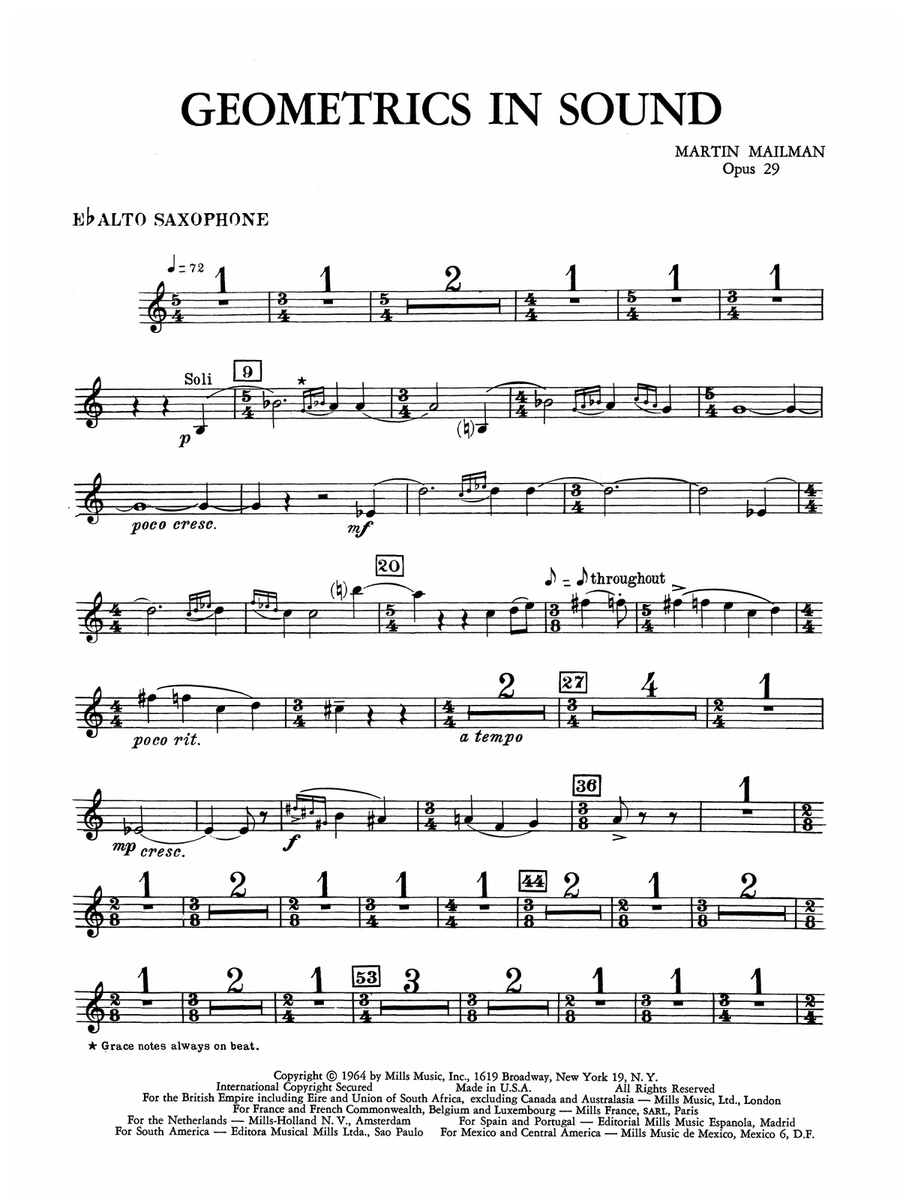 Geometrics in Sound, Op. 29: E-flat Alto Saxophone