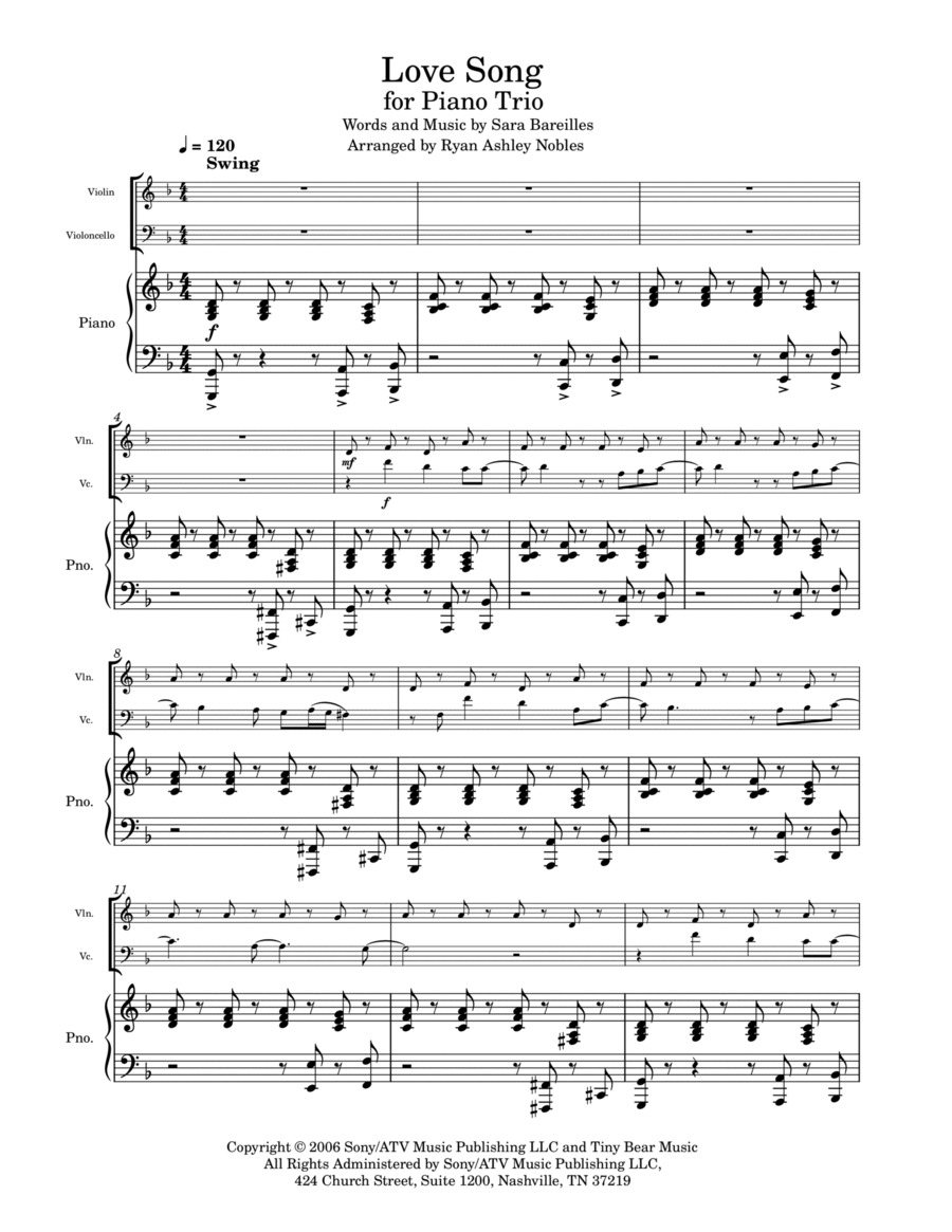Love Song Piano Trio scores gallery preview page 1