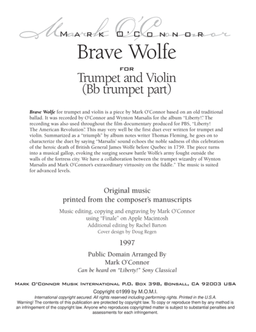 Brave Wolfe (trumpet part – trumpet and violin) image number null