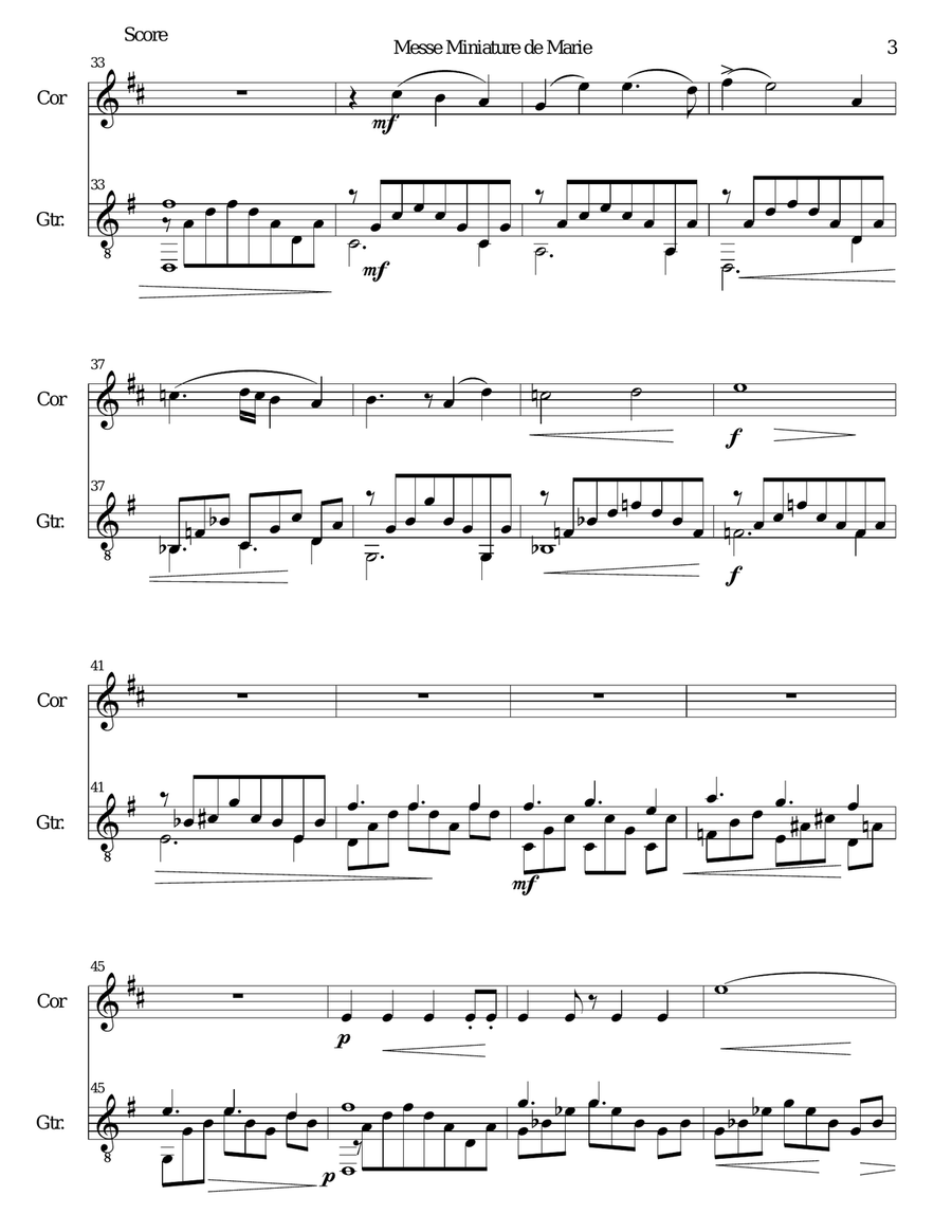 Messe miniature de Marie for cor anglais and guitar English Horn scores gallery preview page 3