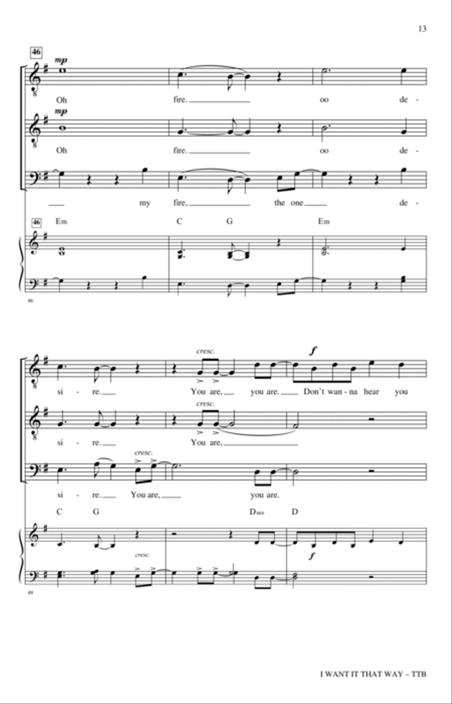 I Want It That Way (arr. Nathan Howe) TTBB scores gallery preview page 11