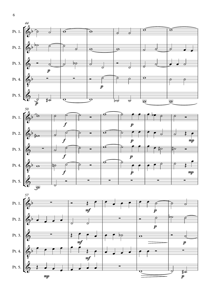 Monteverdi First Book of Madrigals - No 16. La Vaga Pastorella Brass Ensemble scores gallery preview page 6