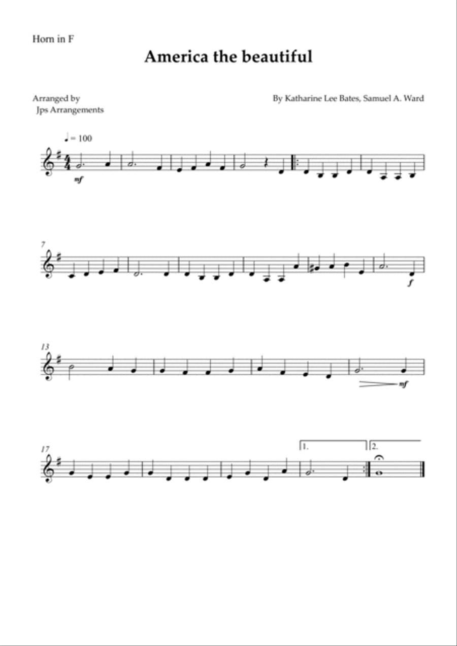 America the beautiful - duet for French and Bassoon Woodwind Duet scores gallery preview page 2