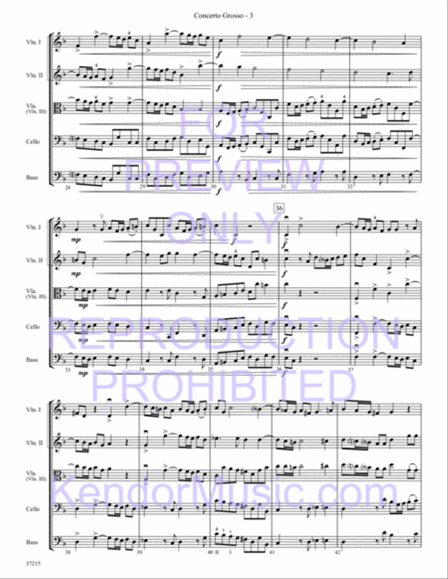 Concerto Grosso (Op. 3, No. 5) String Orchestra scores gallery preview page 5