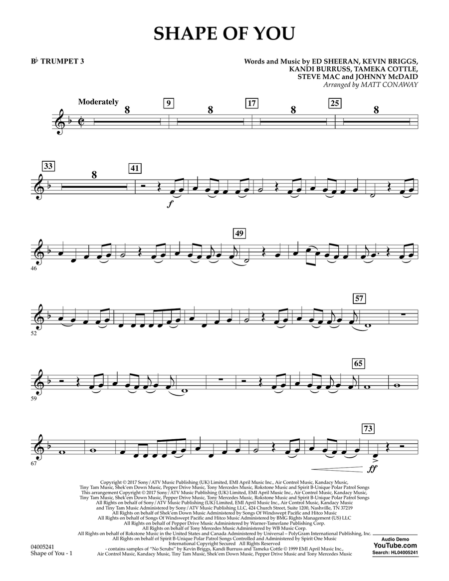 Shape of You - Bb Trumpet 3 B-Flat Trumpet scores gallery preview page 1