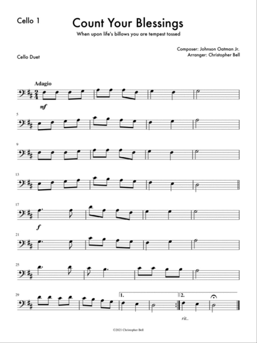 Count Your Blessings - Easy Cello Duet String Duet scores gallery preview page 2
