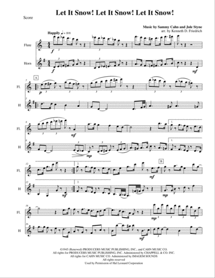 Let It Snow! Let It Snow! Let It Snow! Woodwind Duet scores gallery preview page 1