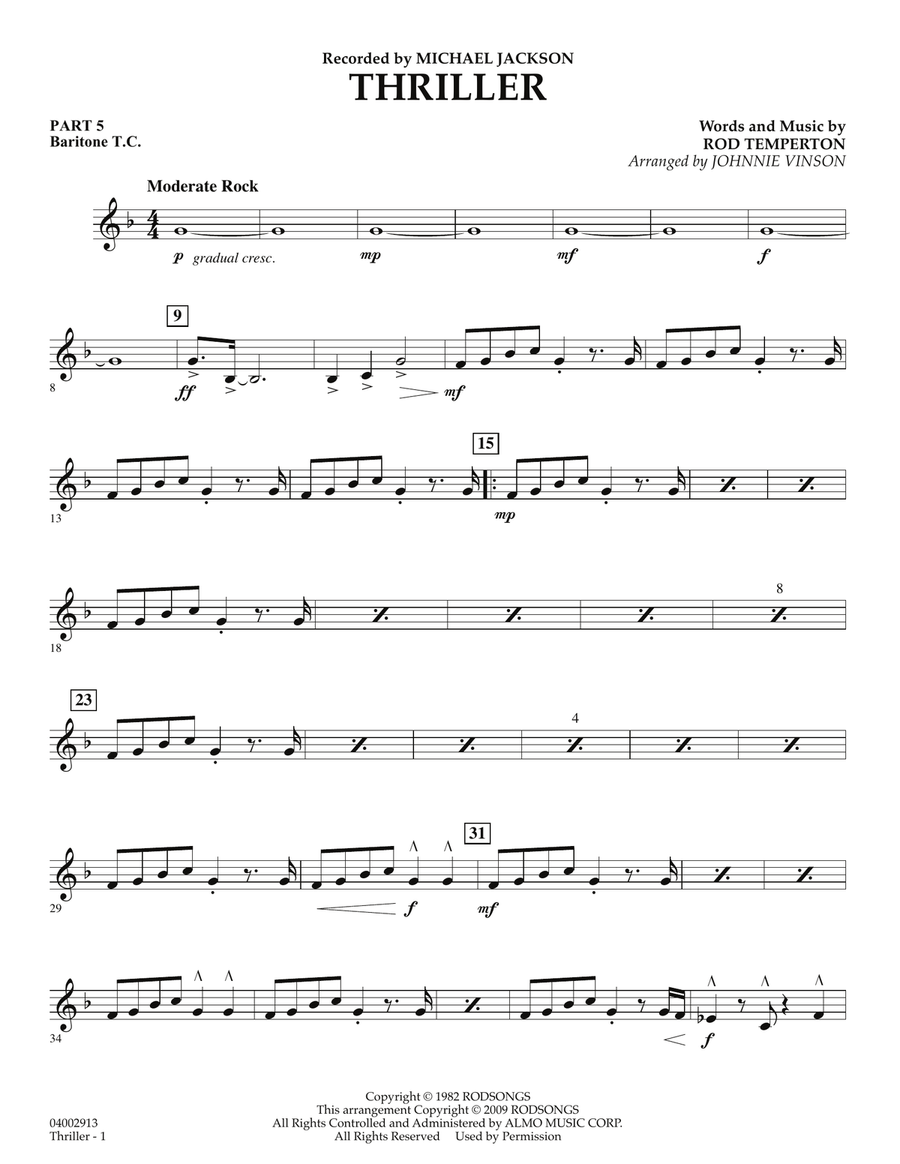 Thriller - Pt.5 - Baritone T.C. Concert Band scores gallery preview page 1