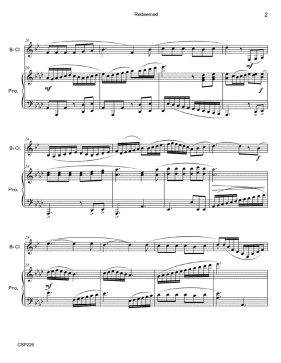 REDEEMED - CLARINET SOLO with Piano Accompaniment Clarinet Solo scores gallery preview page 2