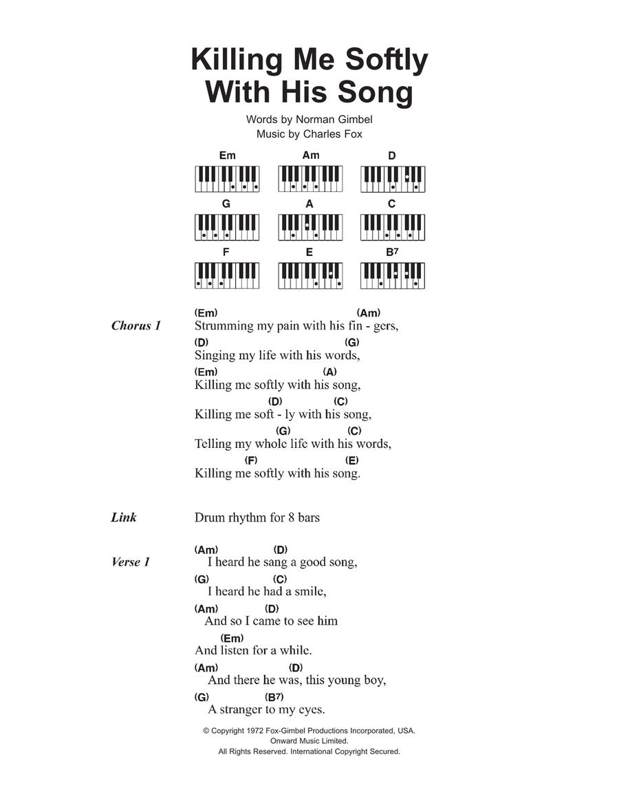 Killing Me Softly Piano Solo scores gallery preview page 1