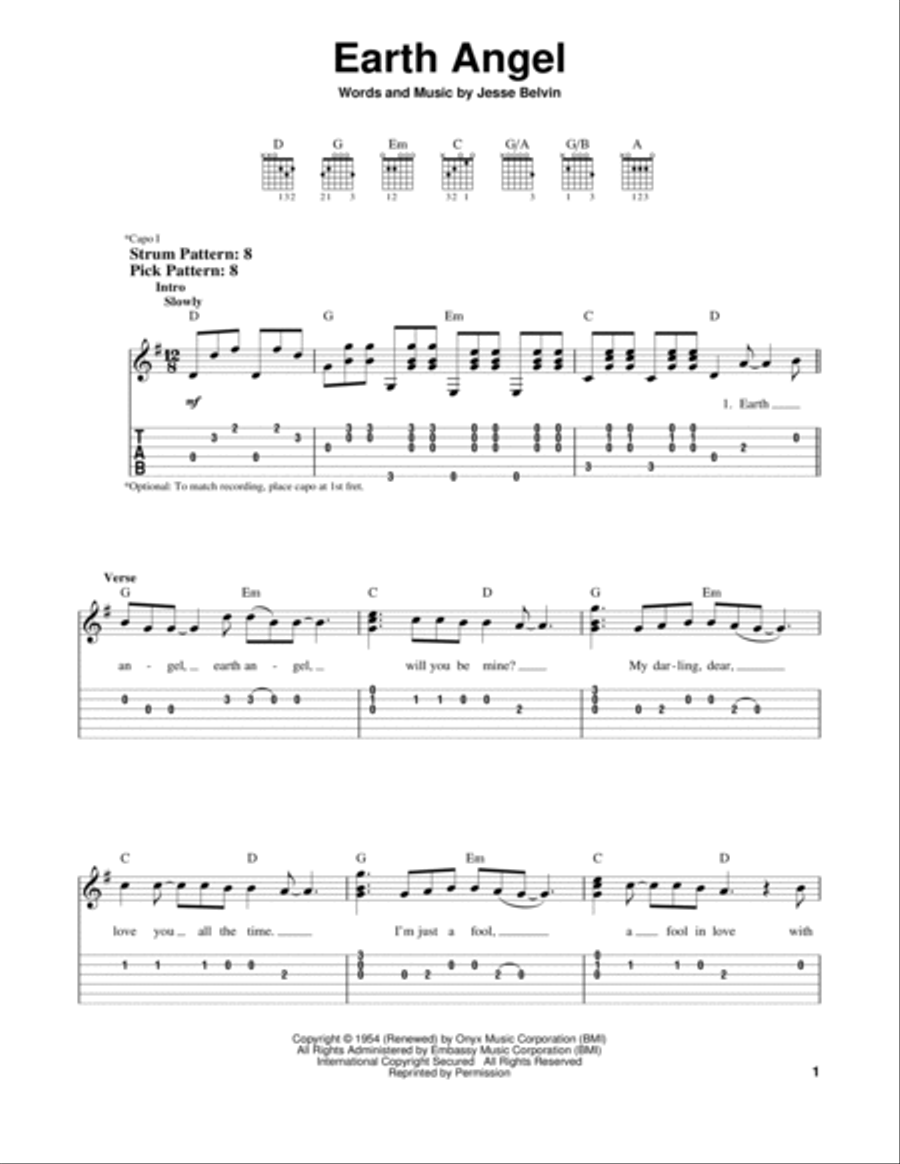 Earth Angel Acoustic Guitar scores gallery preview page 1