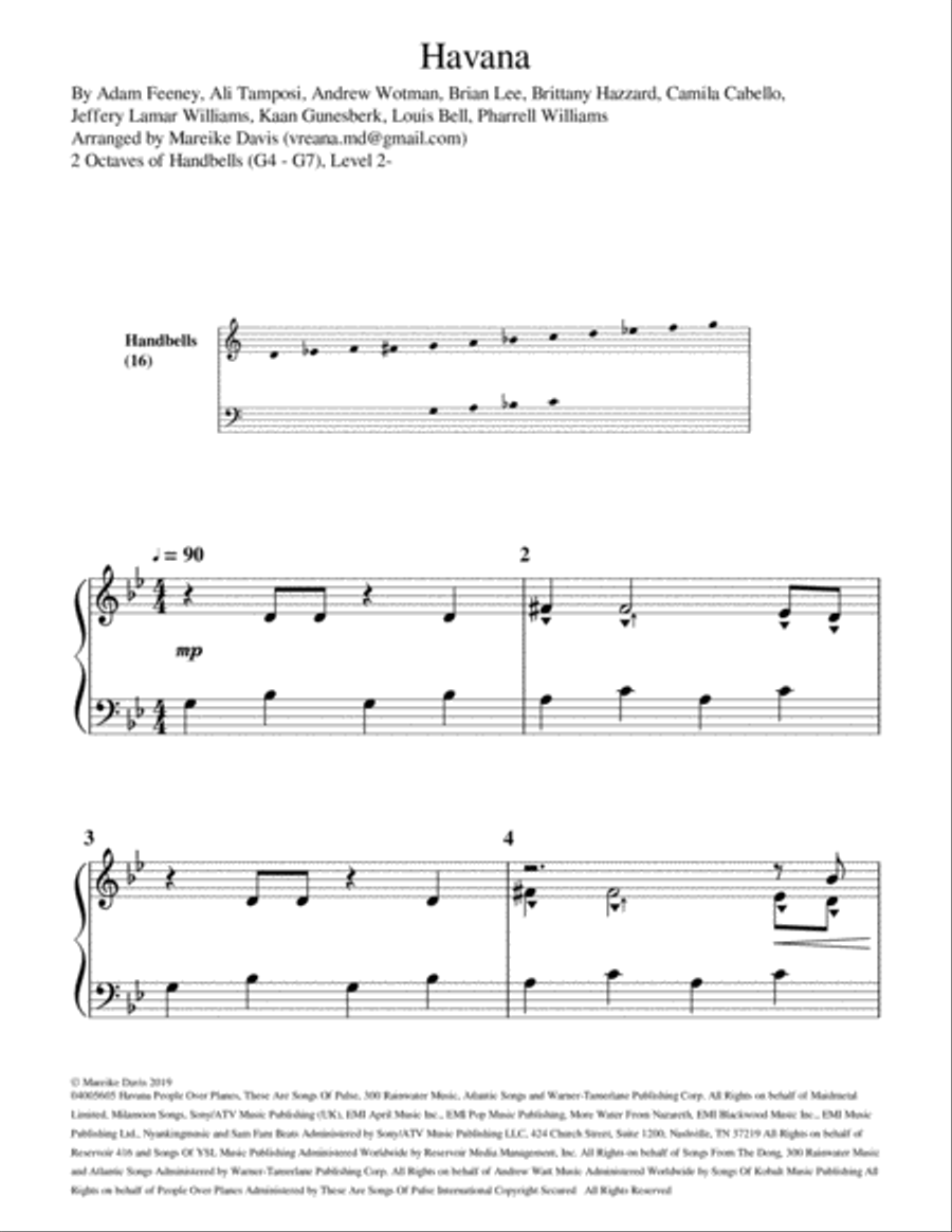 Havana Handbell Choir scores gallery preview page 1