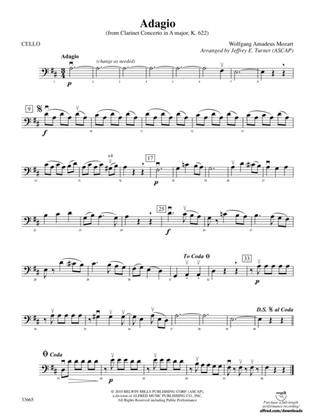 Book cover for Adagio (from Clarinet Concerto in A Major, K. 622): Cello