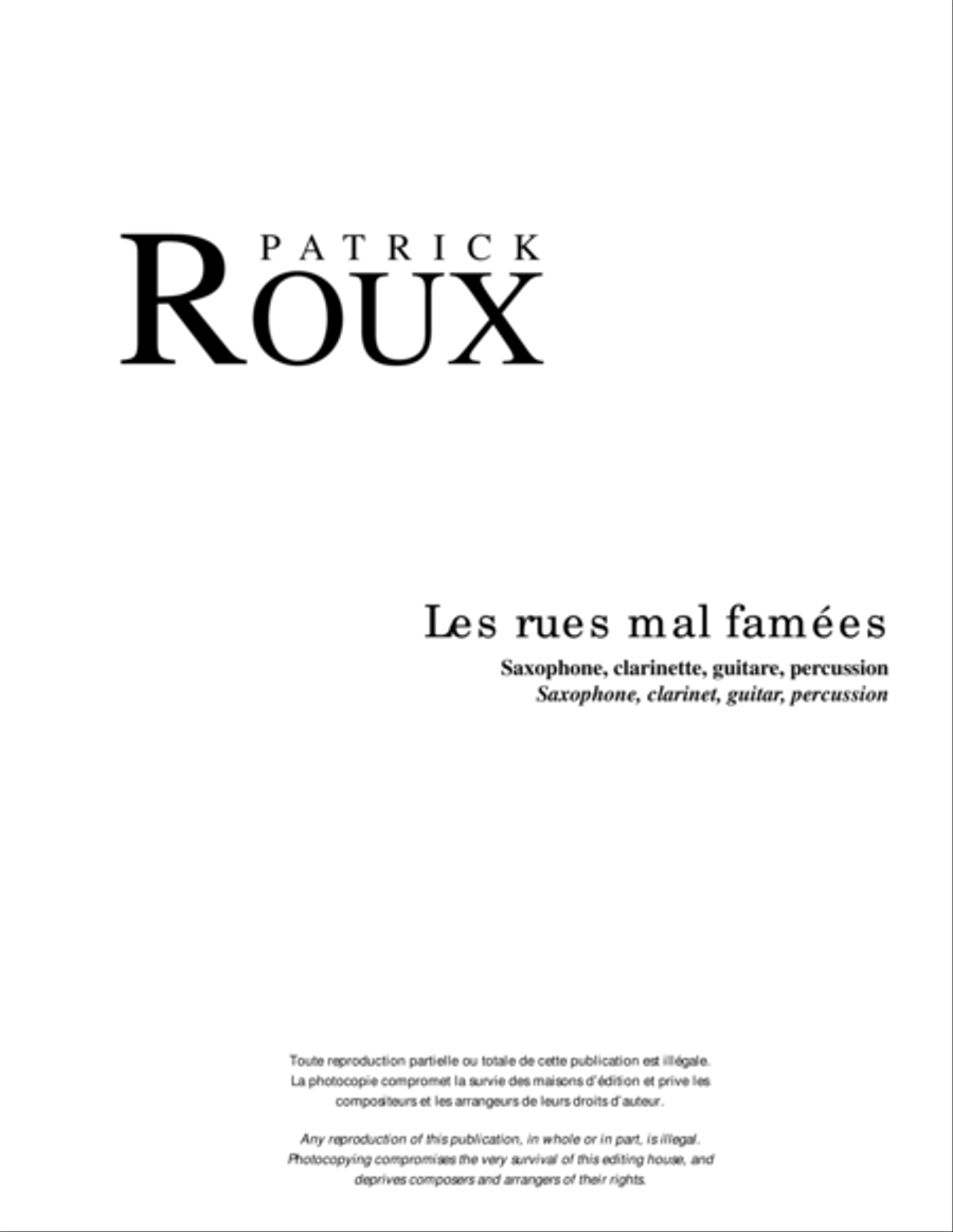 Les rues mal famées Clarinet scores gallery preview page 1