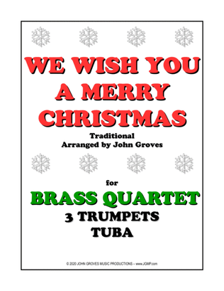 Book cover for We Wish You A Merry Christmas - 3 Trumpet & Tuba (Brass Quartet)