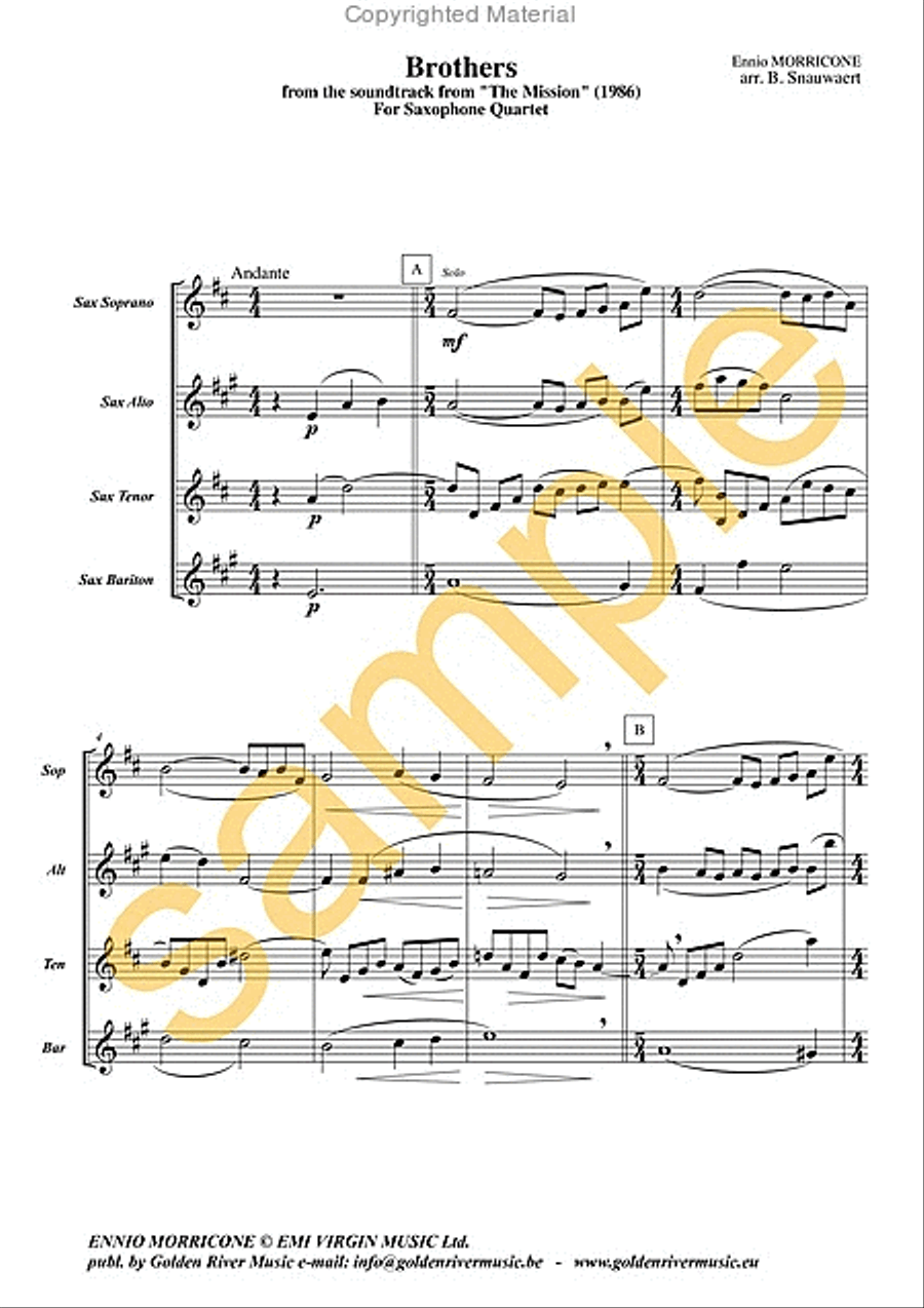 Brothers & Gabriels oboe for saxophone quartet Saxophone scores gallery preview page 2