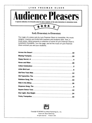 Book cover for Audience Pleasers, Book 1: A Special Collection of 14 Favorite Solos for Piano Students at the Early Elementary to Elementary Levels