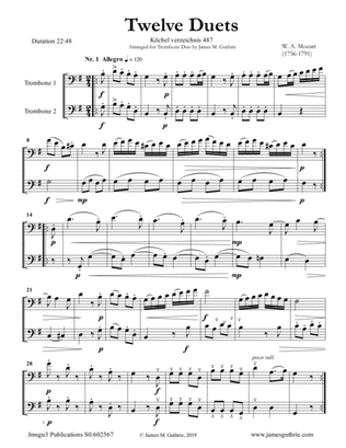 Mozart: 12 Duets K. 487 for Trombone Duo