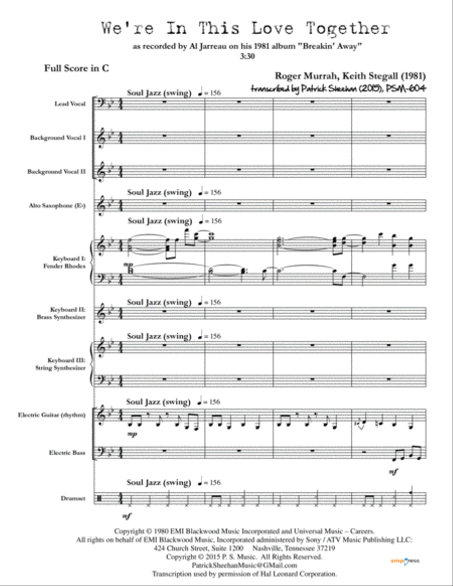 We're In This Love Together Small Ensemble scores gallery preview page 1