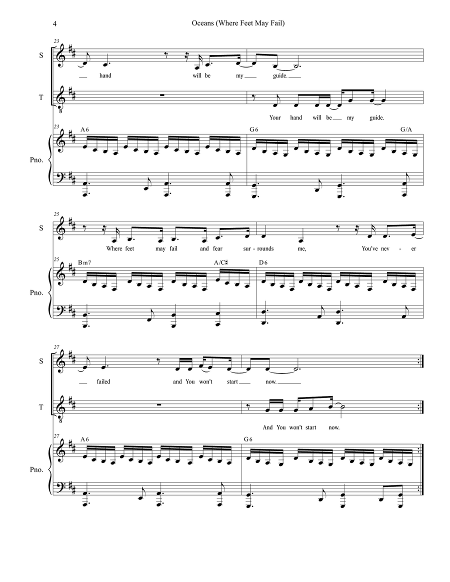 Oceans (Where Feet May Fail) Vocal Duet scores gallery preview page 4