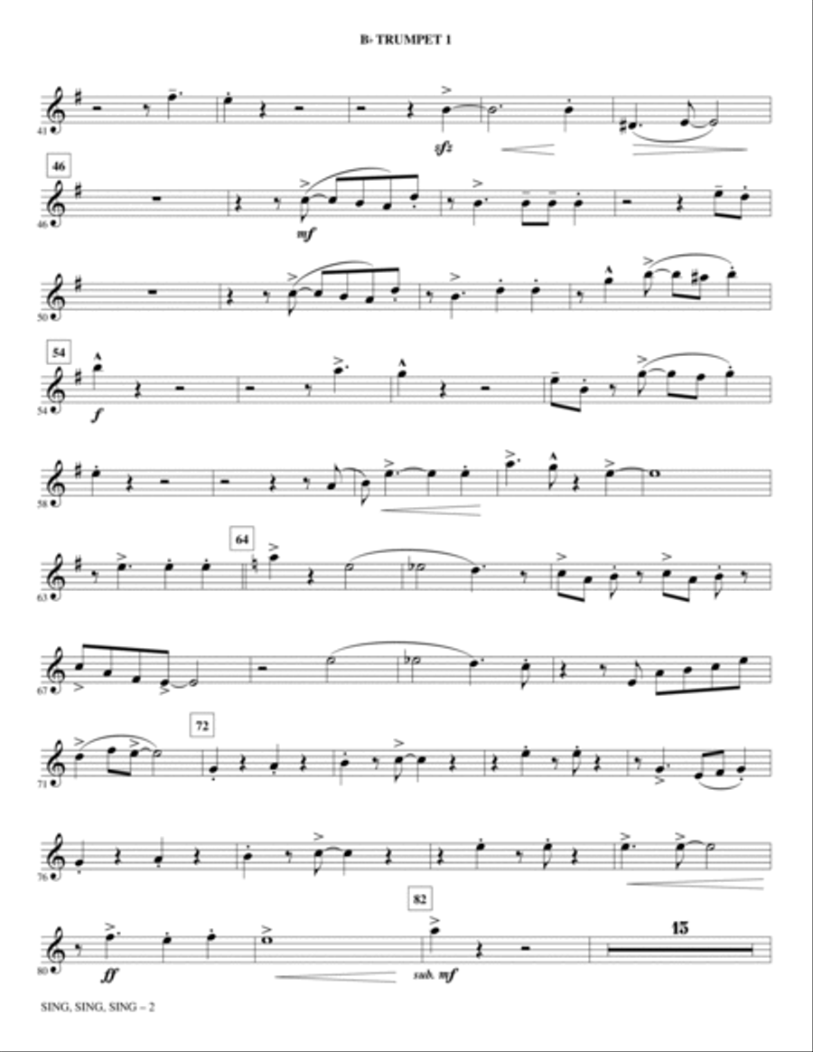 Sing, Sing, Sing - Bb Trumpet 1 Choir scores gallery preview page 2