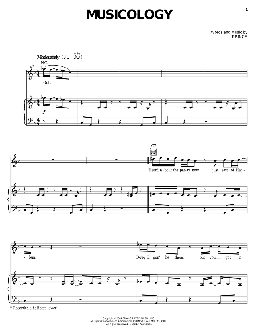 Musicology Piano, Vocal, Guitar scores gallery preview page 1