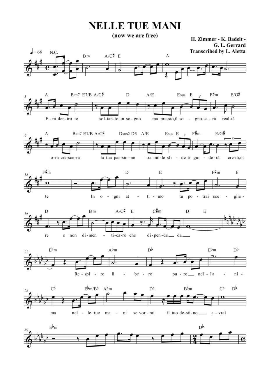 Nelle Tue Mani Piano scores gallery preview page 1