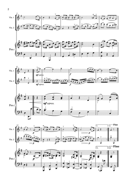 Beethoven - Minuet in G - 2nd. Violin Part & New Piano Part- Suzuki Bk.2