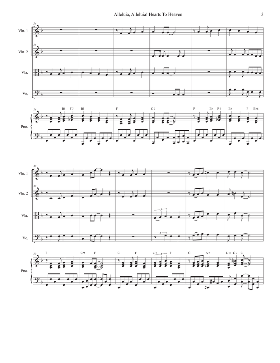 Alleluia, Alleluia! Hearts To Heaven (String Quartet and Piano) String Quartet scores gallery preview page 3
