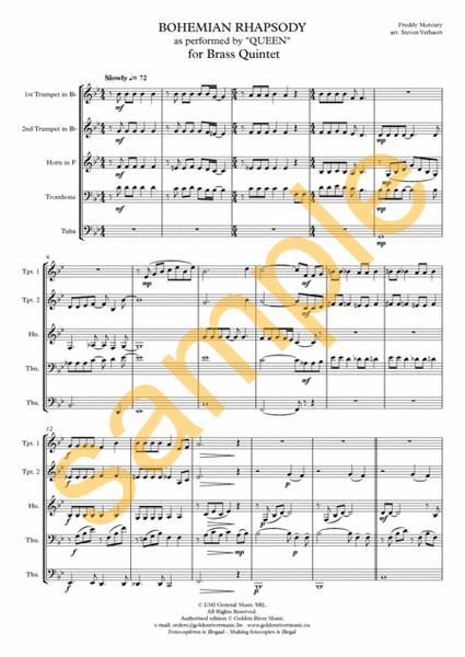 Bohemian Rhapsody - brass quintet image number null