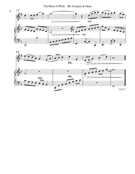 The Water Is Wide (O Waly, Waly), Duet for Bb Trumpet & Harp Trumpet Duet - Digital Sheet Music