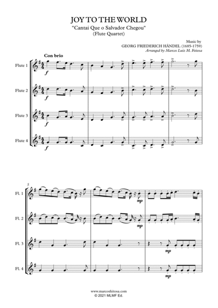 Joy To The World (Cantai Que o Salvador Chegou) - Flute Quartet image number null