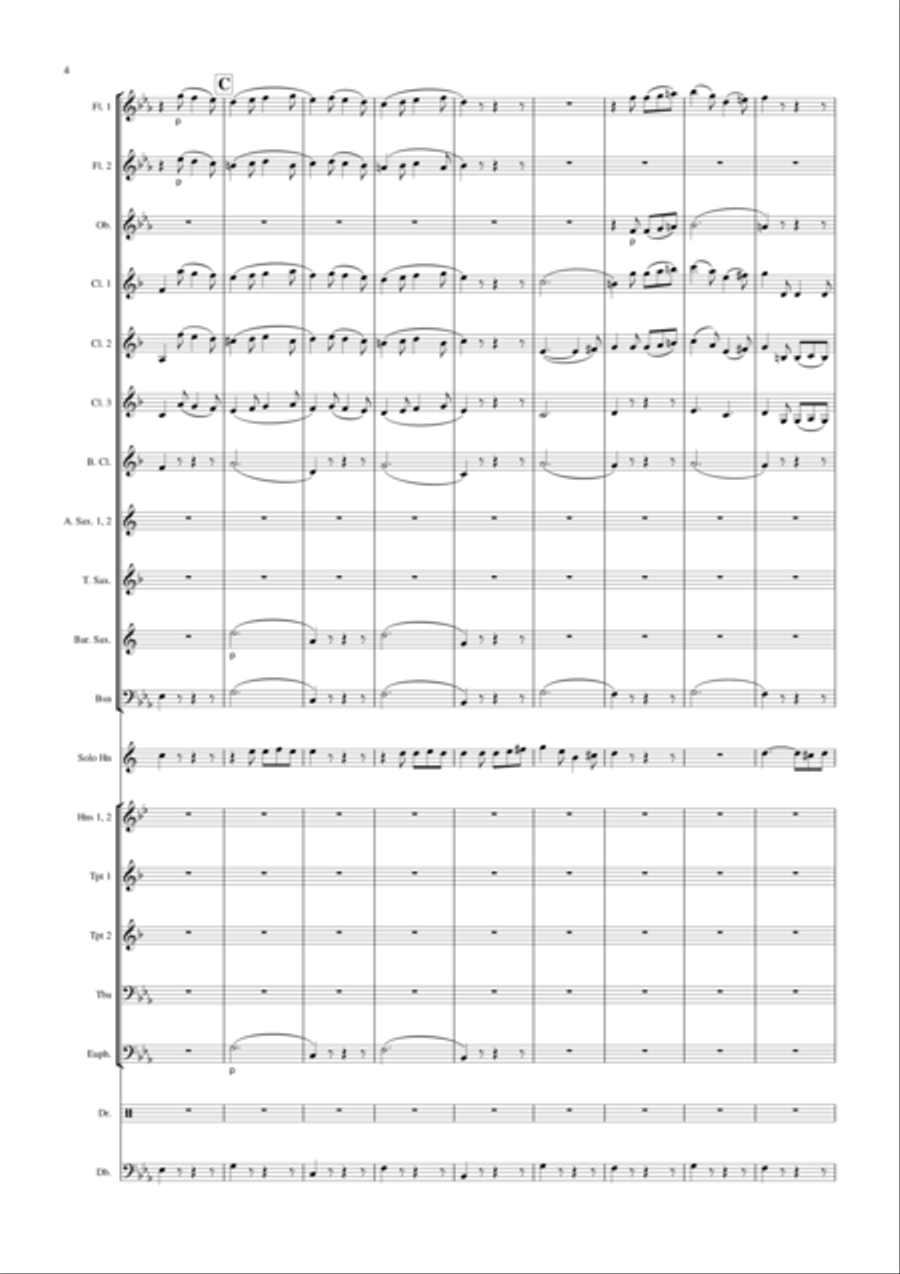 RONDO from Horn Concerto K.495, Solo Horn and Concert Band Concert Band scores gallery preview page 5