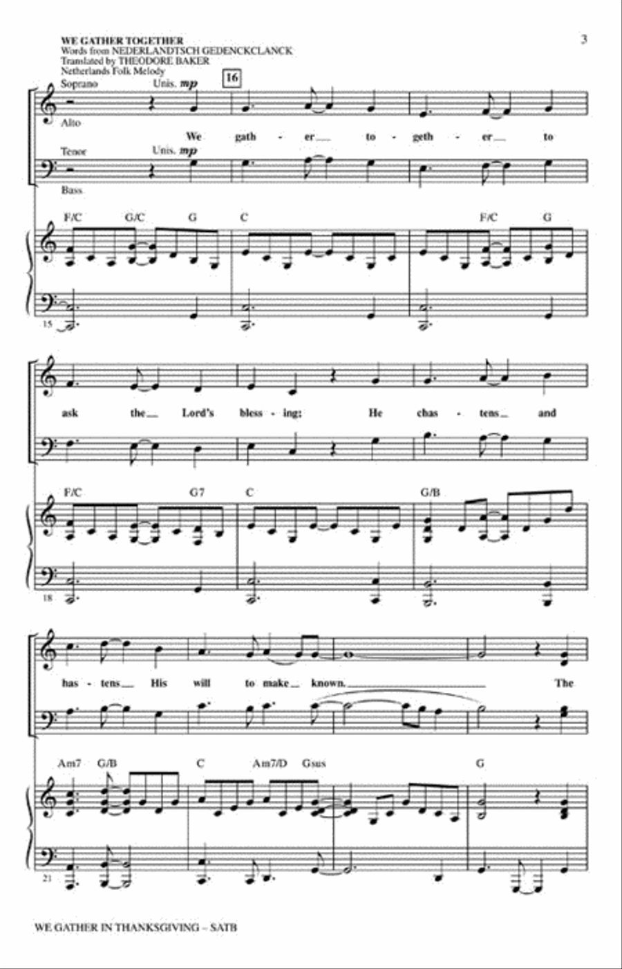 We Gather in Thanksgiving 4-Part scores gallery preview page 3