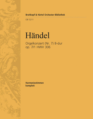Book cover for Organ Concerto (No. 7) in B flat major Op. 7/1 HWV 306