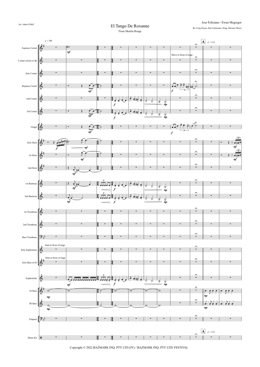 El Tango De Roxanne (Fr Moulin Rouge) Brass Band scores gallery preview page 1