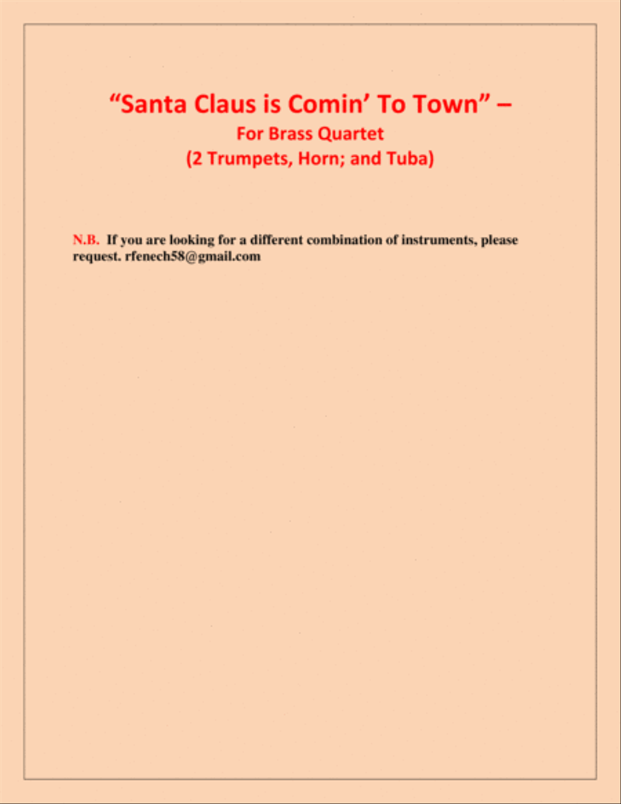 Santa Claus Is Comin' To Town Brass Ensemble scores gallery preview page 3