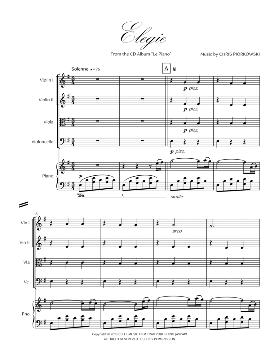 14. Elegie Piano Quintet 14. Elegie Piano Quintet Piano Quintet scores gallery preview page 1