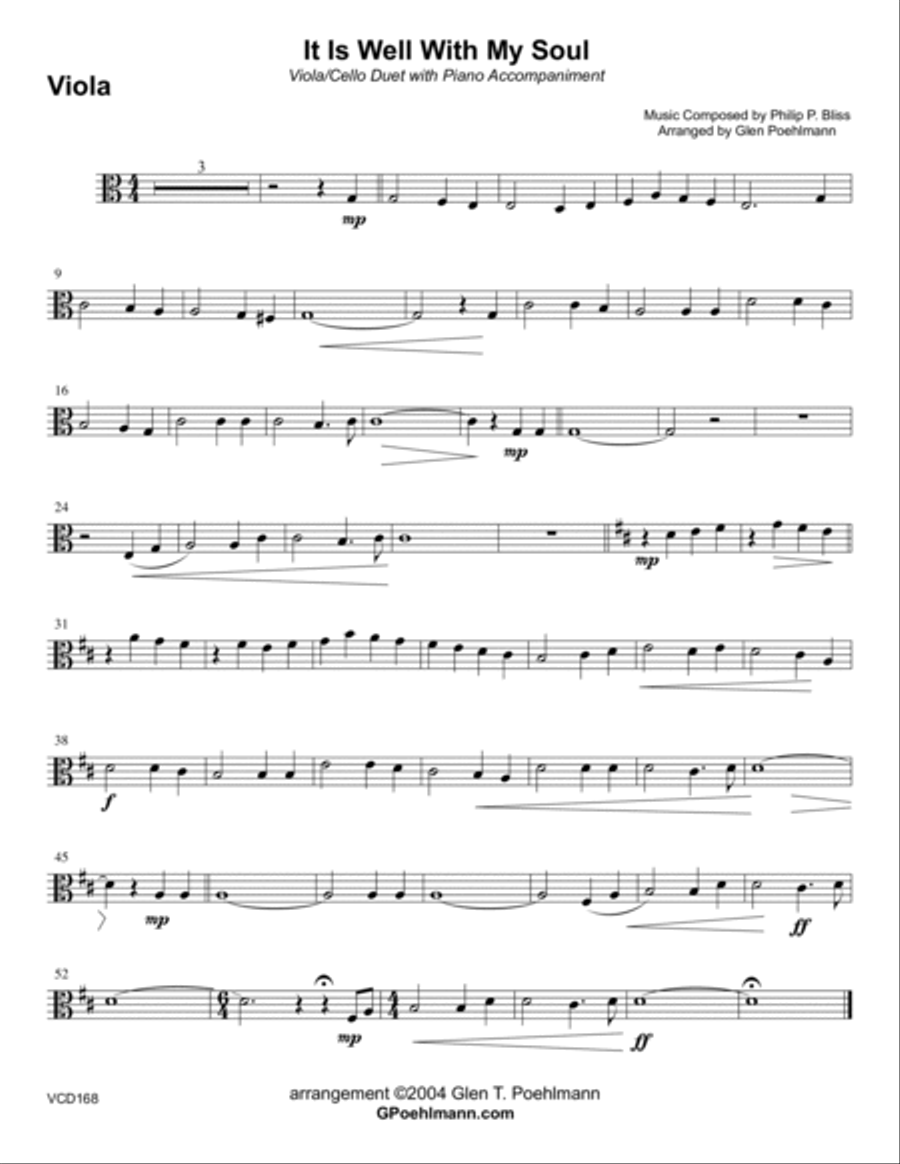 IT IS WELL WITH MY SOUL - VIOLA & CELLO Duet with Piano Accompaniment String Duet scores gallery preview page 5