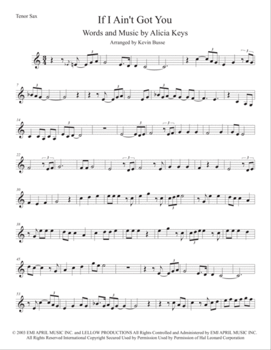 If I Ain't Got You Tenor Saxophone scores gallery preview page 1