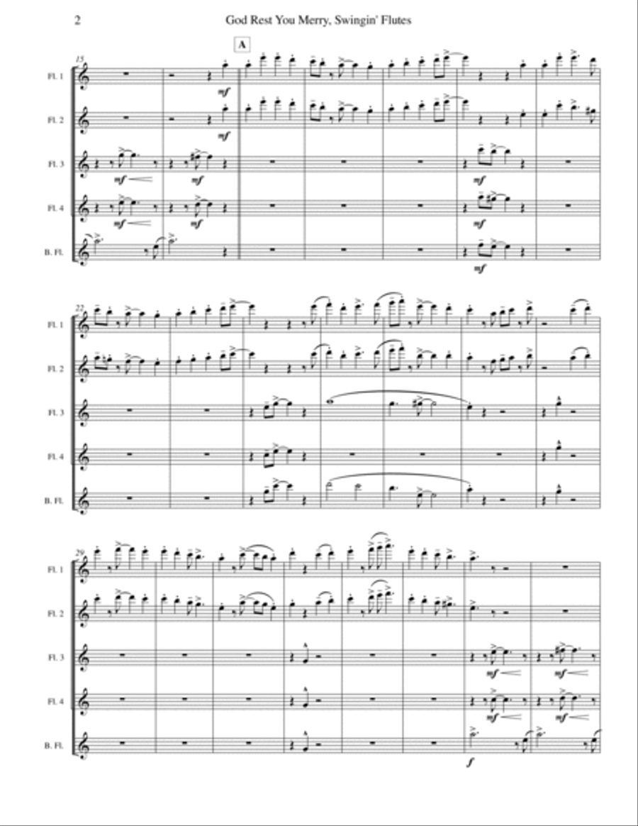God Rest You Merry, Gentlemen (Flute Quintet or Choir) Flute Choir scores gallery preview page 2