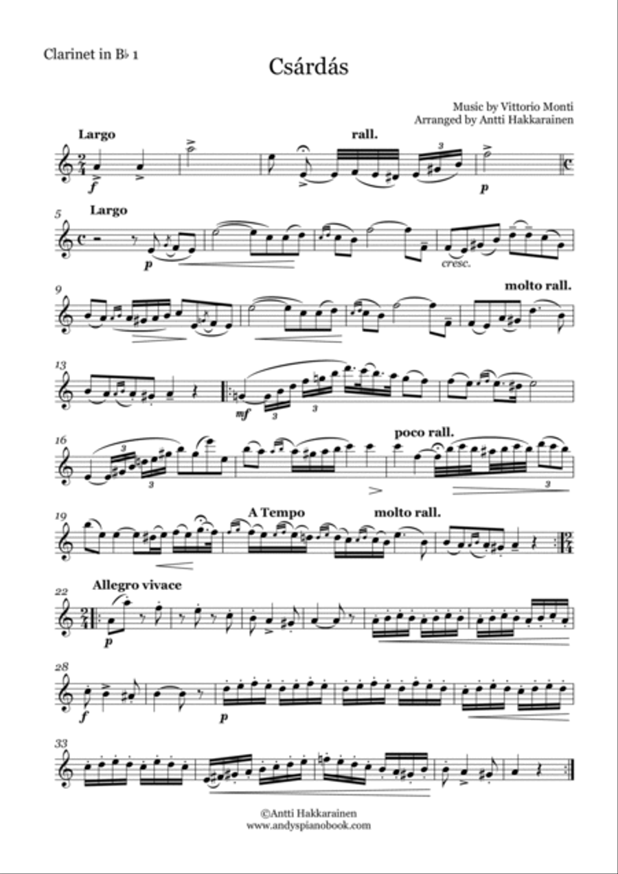 Czardas - Clarinet Quartet Czardas - Clarinet Quartet Clarinet Quartet scores gallery preview page 6