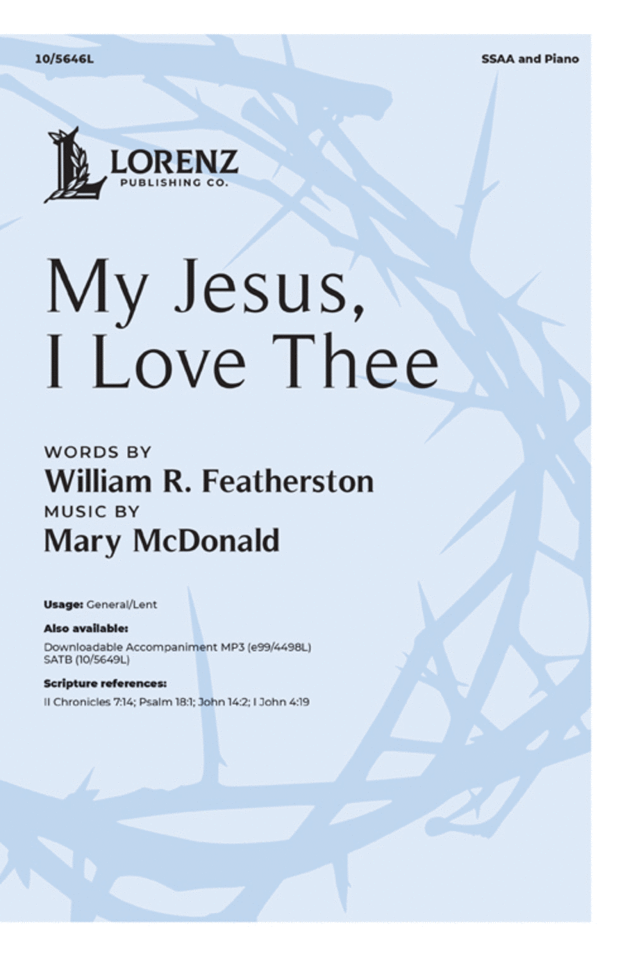 My Jesus, I Love Thee SSAA scores gallery preview page 1