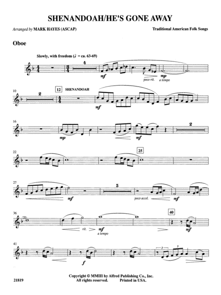 Shenandoah / He's Gone Away: Oboe