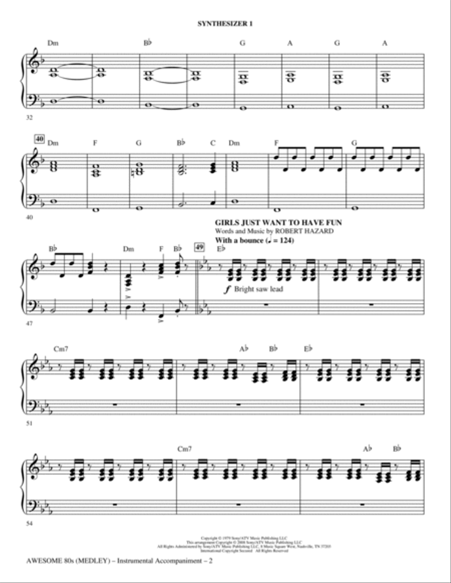 Awesome '80s (Medley) - Synthesizer I Choir scores gallery preview page 2